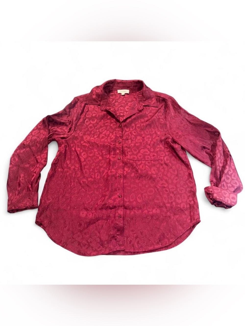 Vintage EESOME Burgundy Leopard Print Button-Up